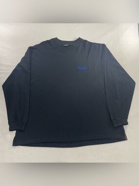 Y2K FUBU Black Cotton Embroidered Logo Long Sleeve Crewneck Men's T-Shirt 3X VT